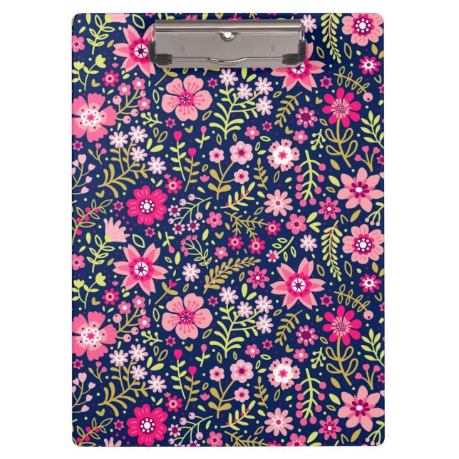 Flores rosadas calientes Ditzy | Portapapeles de f (Anverso)