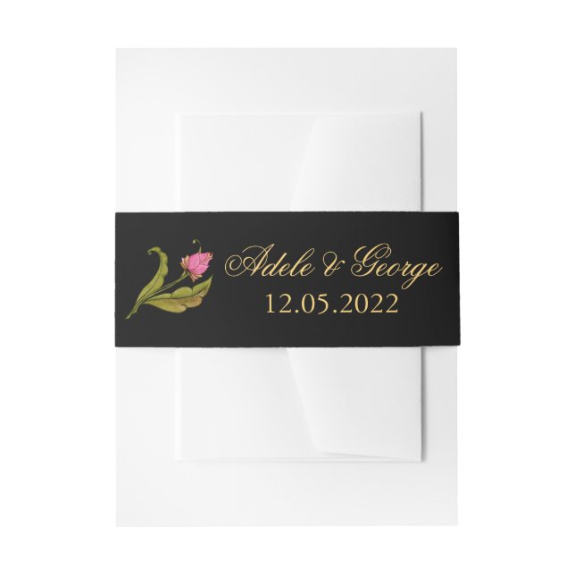 Flores rosadas | Cintas para invitaciones (Anverso Ejemplo)