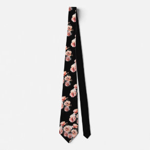 Flores rosadas corbata negra