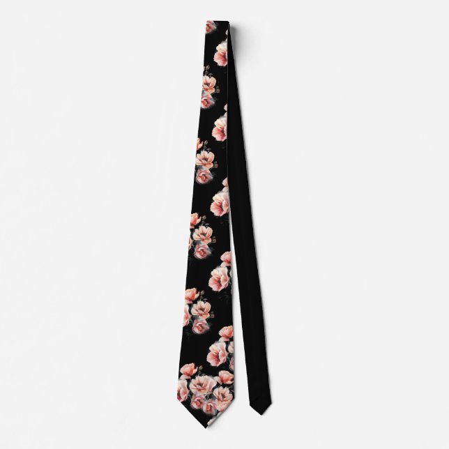 Flores rosadas corbata negra (Anverso)