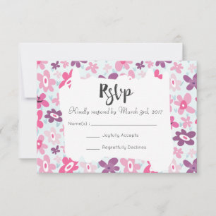 Flores rosadas Cute Boda Whimsical RSVP