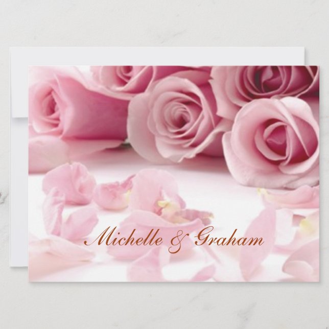 Flores rosadas de boda Invitación elegante popular (Anverso)