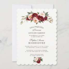 Flores rosadas de Borgoña Invitación de Baby Showe