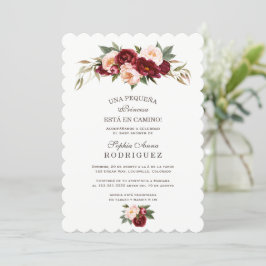 Flores rosadas de Borgoña Invitación de Baby Showe