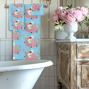 Flores rosadas de cisne blanco