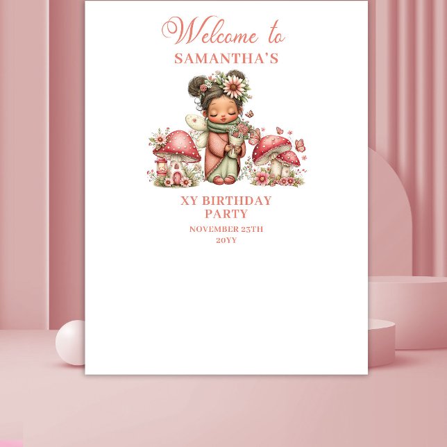 Flores rosadas de hadas elegantes Cumpleaños Tapiz (Graceful Fairy Blush Pink Flowers Birthday Tapestry)