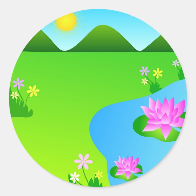 Flores rosadas de loto - Pegatina (Anverso)