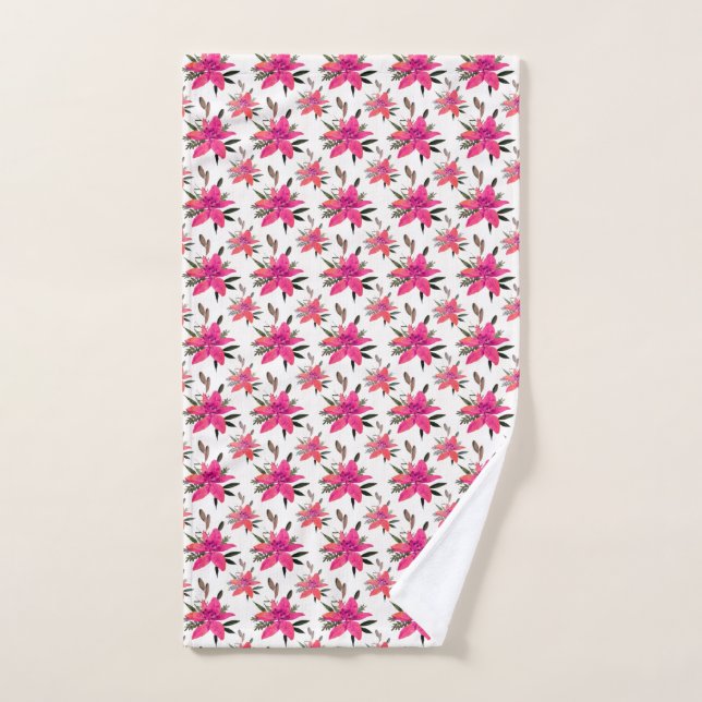 Flores rosadas diseño de patrón floral (Toalla de mano)
