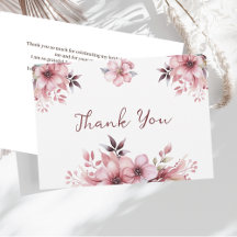 Flores rosadas elegantes agradecimiento Bridal Sho