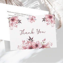 Flores rosadas elegantes agradecimiento Bridal Sho