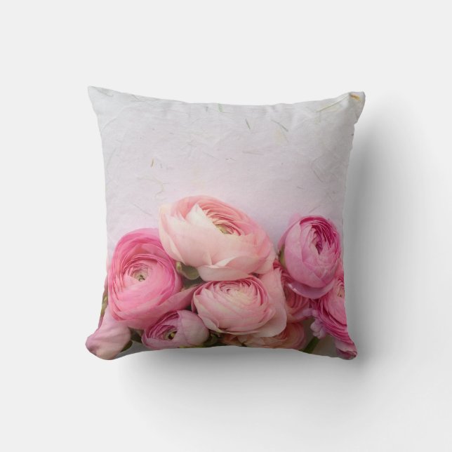 flores rosadas en la almohada de tiro del papel (Anverso)