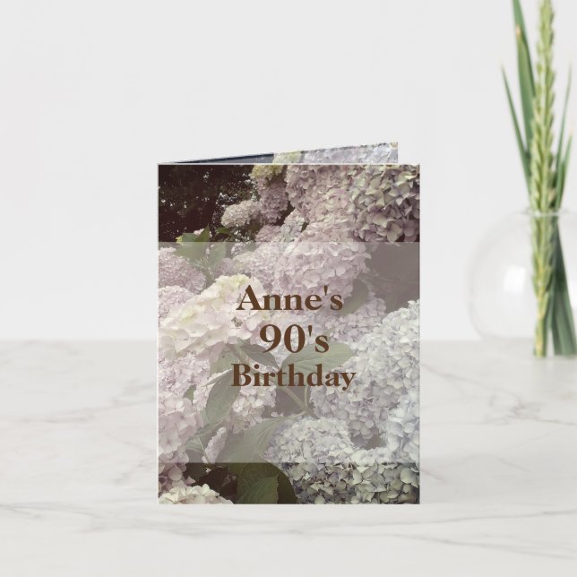 Flores rosadas Hydrangea postal de cumpleaños núme (Anverso)