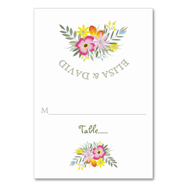 Flores rosadas moderno boda plegado tarjeta de aco (Anverso)