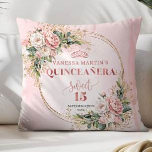 Flores rosadas polvorientas, regalo de almohada de