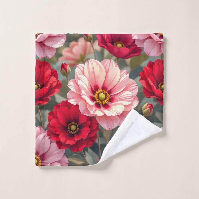 Flores rosadas, rojas y malvas (Toallita)