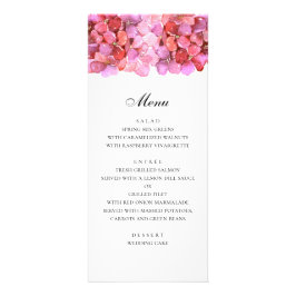 Flores rosadas románticas. Menú de cena de boda de