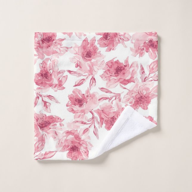 Flores rosadas sonrosadas pintadas al acuarela flo (Toallita)