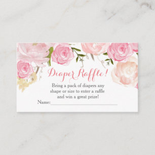 Flores rosadas tarjetas de rifa de pañales para la