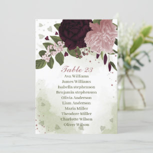 flores rosadas y borgoñas tarjeta gráfica de asien