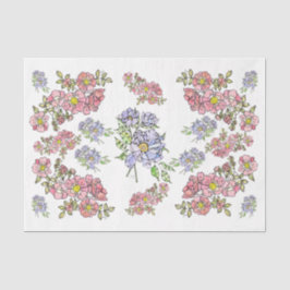 Flores rosadas y de lavanda+ Papel de tejidos de d