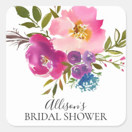 Flores rosadas y moradas Sello para sobres de duch