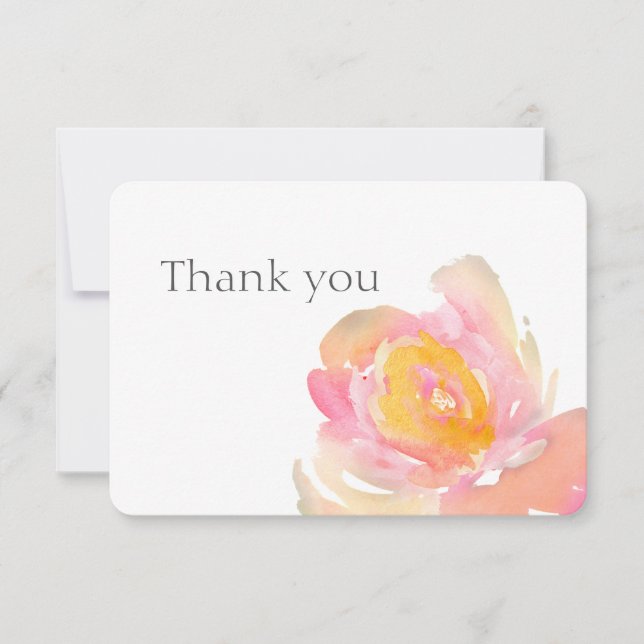 Flores rosas acuarela gracias. Tarjeta floral (Anverso)
