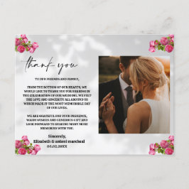 flores rosas con foto Gracias tarjeta