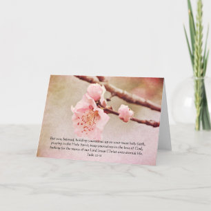 Flores rosas con tarjeta de arte de las escrituras