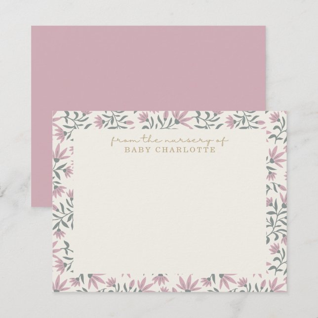 Flores rosas | de la guardería de la tarjeta (Anverso / Reverso)