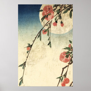 Flores rosas de luna llena Arte de época