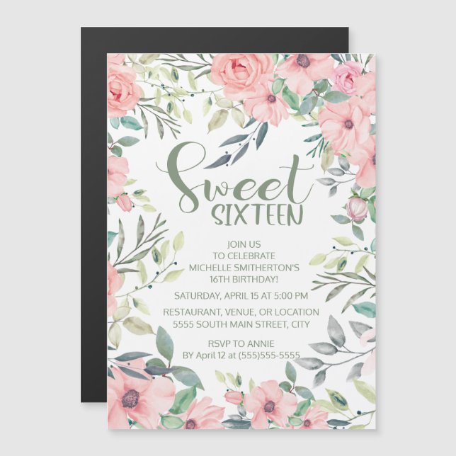 Flores rosas de Rubor Salven verdes dulces 16 (Anverso/Reverso)