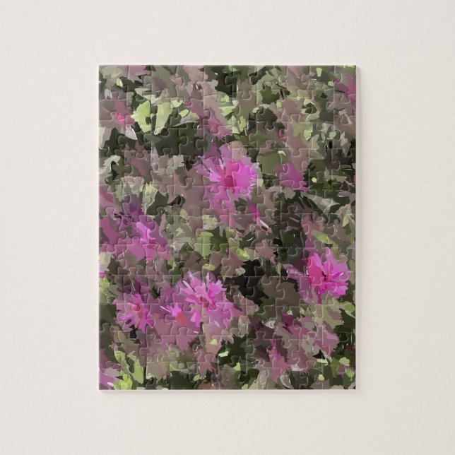 Flores rosas entre el rompecabezas verde (Vertical)