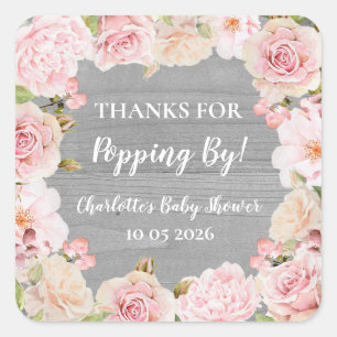 Flores rosas gracias por comprar por etiqueta Baby