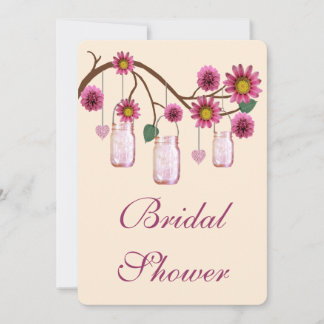 Flores rosas Mason Jars Bridal Shower Invitación