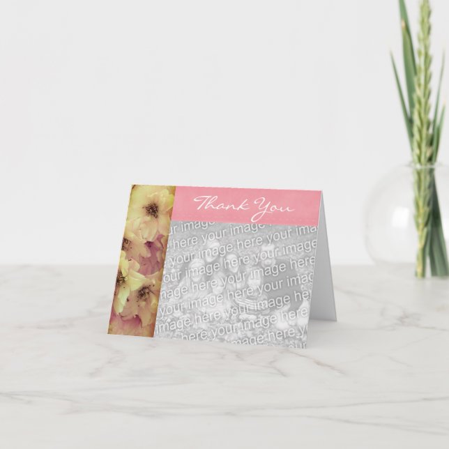 Flores rosas personalizadas gracias a la tarjeta d (Anverso)