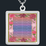 Flores rosas Personalizado Cuadrado collar de plat<br><div class="desc">Personalice este collar de bonito para que tenga como favores matrimoniales en la recepción de su boda o para que usted mismo lo tenga como recuerdo de su día especial. Este collar es también el regalo perfecto para la novia en su ducha de novia. Personalice agregando su foto.</div>