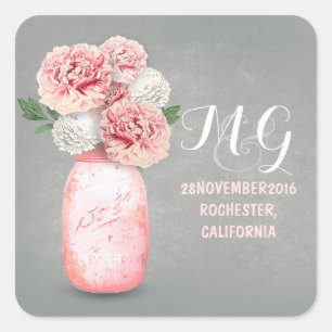 Flores rosas pintadas con pegatinas para bodas de 