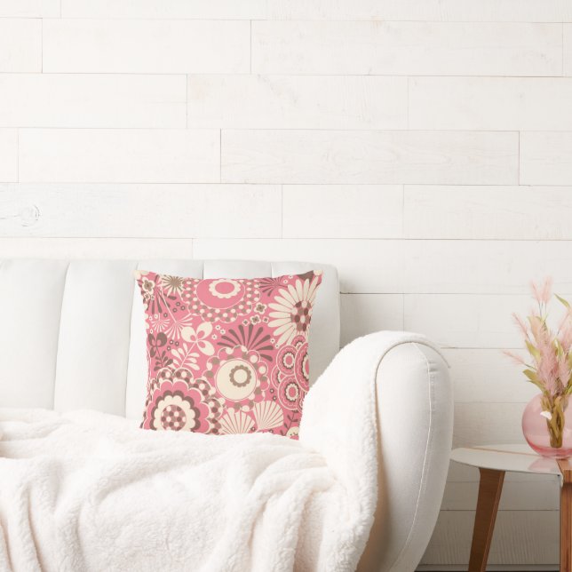 Flores rosas/puntos de polka | Cojín decorativo de (Sofá)