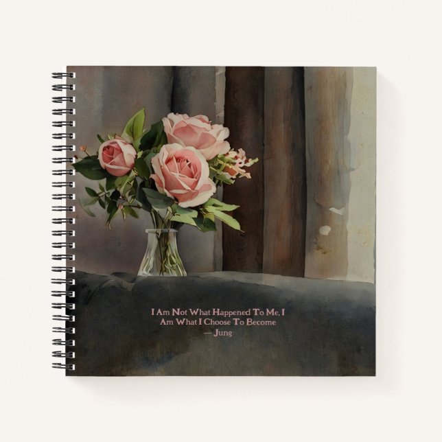 Flores rosas rosas rosadas Vase Carl Jung Diario d (Anverso)