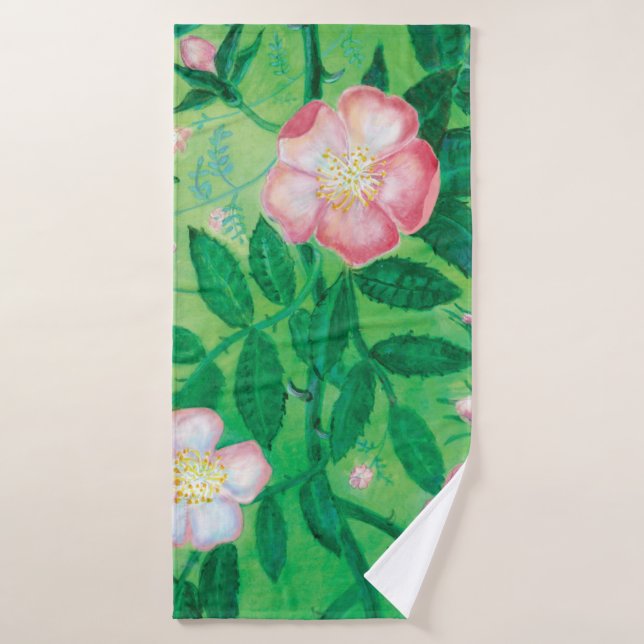 Flores rosas silvestres (Toalla de baño)