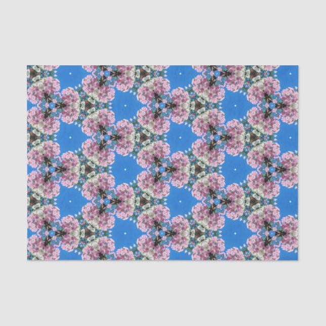 Flores rosas sobre papel de fondo azul (Anverso)