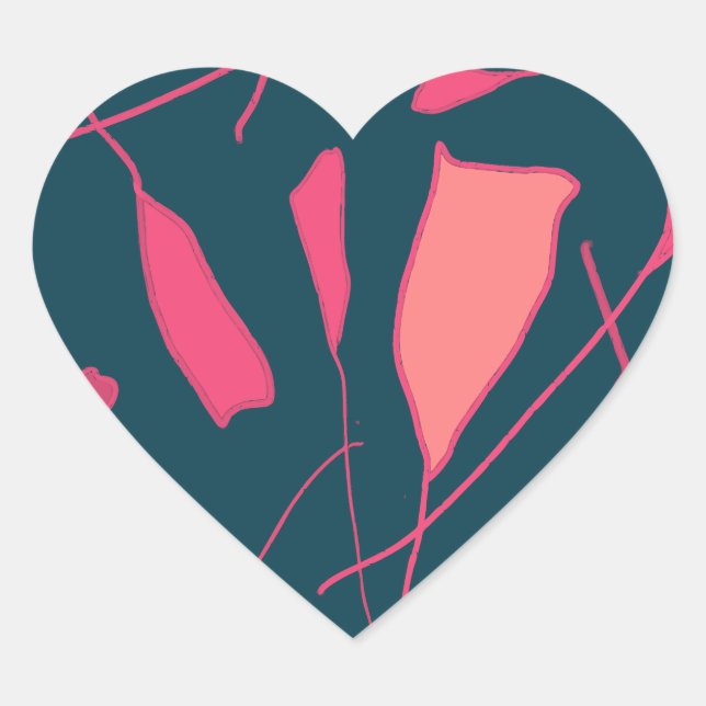 Flores rosas sobre pegatinas de fondo negro (Anverso)