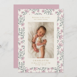 Flores rosas | tarjeta de anuncio de nacimiento de