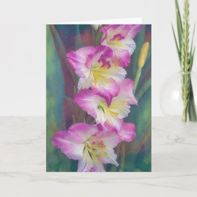 Flores rosas Tarjeta de Nota de Arte Gladiolus (Anverso)