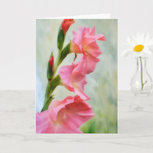 Flores rosas Tarjeta de Nota de Arte Gladiolus