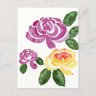 Flores rosas y amarillas, postal peony