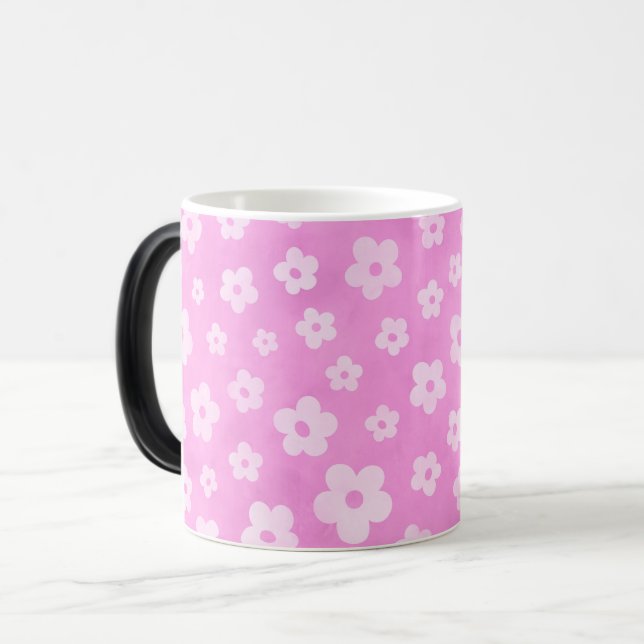 Flores rosas y blancas café y taza de té (Anverso izquierdo)