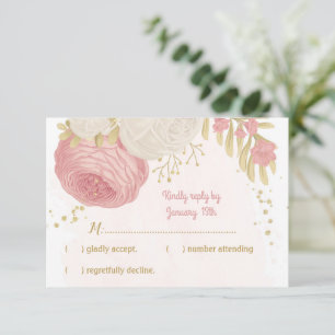 flores rosas y blancas oro rsvp botánico