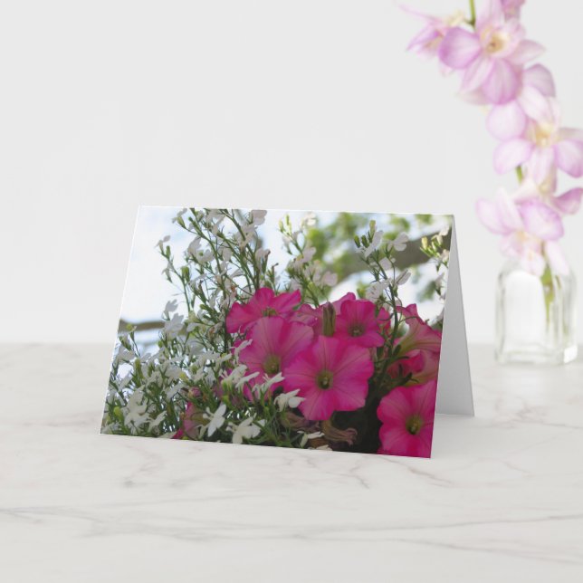 Flores rosas y blancas - Tarjeta de viñedo de Mart (Orquídea)