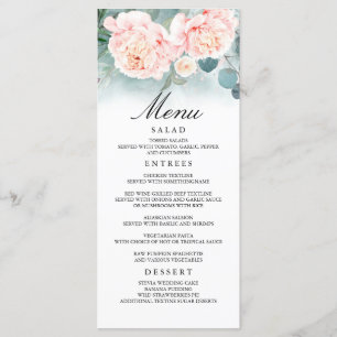 Flores rosas y menús Bodas de la vegetación